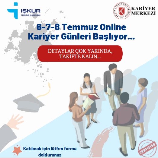 "Online Kariyer Günleri" başlıyor. Sektörün ileri gelen firmaları ile buluşmak için ön sıralardan yerini ayırtmayı unutma!
Başvuru için formu doldur ve takipte kal👇
forms.gle/mgkesQpKbRr7Y5…

<a href="/BaburOzcelik/">Prof. Dr. Babür Özçelik</a> <a href="/S_HALKACI/">H. Selçuk Halkacı</a> <a href="/KTUNEDU/">Konya Teknik Üniversitesi (KTÜN)</a> <a href="/IskurKonya/">işkur konya</a>