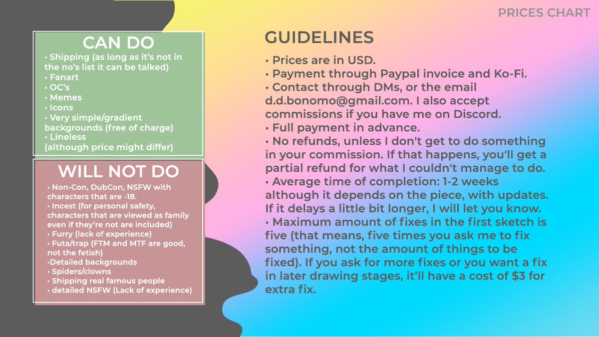 _Danettes's tweet photo. COMMISSIONS ARE OPEN!

10 SLOTS and the time of completion will be fast because your girl needs to cover groceries and pay for services while still looking for a job. 

DM me or send me an email if interested! Any ref appreciated too #CommissionSheet #commissions https://t.co/WXTWq26RCm