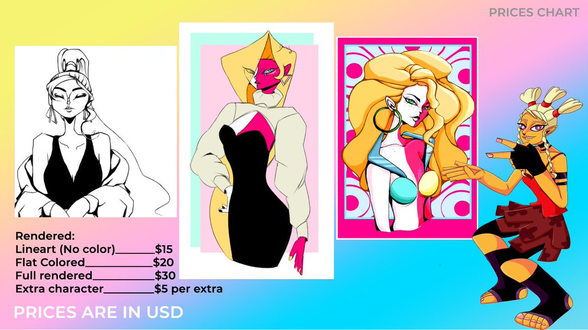 _Danettes's tweet photo. COMMISSIONS ARE OPEN!

10 SLOTS and the time of completion will be fast because your girl needs to cover groceries and pay for services while still looking for a job. 

DM me or send me an email if interested! Any ref appreciated too #CommissionSheet #commissions https://t.co/WXTWq26RCm