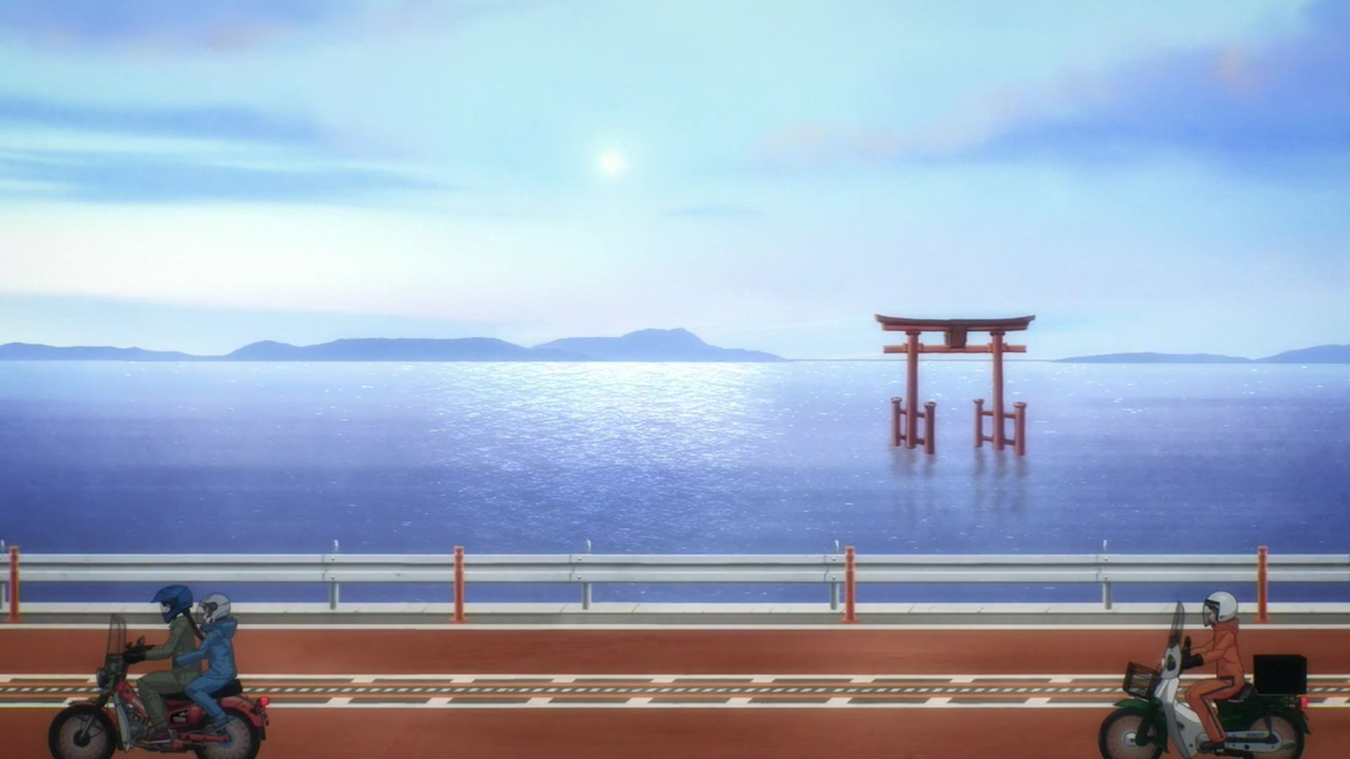 オズ アニメスーパーカブの最終回で 滋賀ではお馴染みの白髭神社の琵琶湖の中にある鳥居が出てきましたｗ スーパーカブ T Co 1lk5kuld2o Twitter