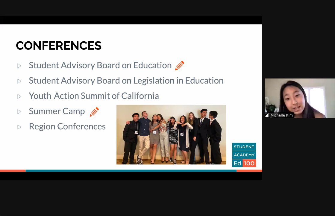 ed100_'s tweet photo. Michelle Kim from @CASC_Leaders California Association of Student Councils giving an energetic rallying cry with Student Leaders at Ed100 Acaemdy on how to get involved and how to grow your leadership with CASC. #ed100ca https://t.co/oIF2xGKBfP