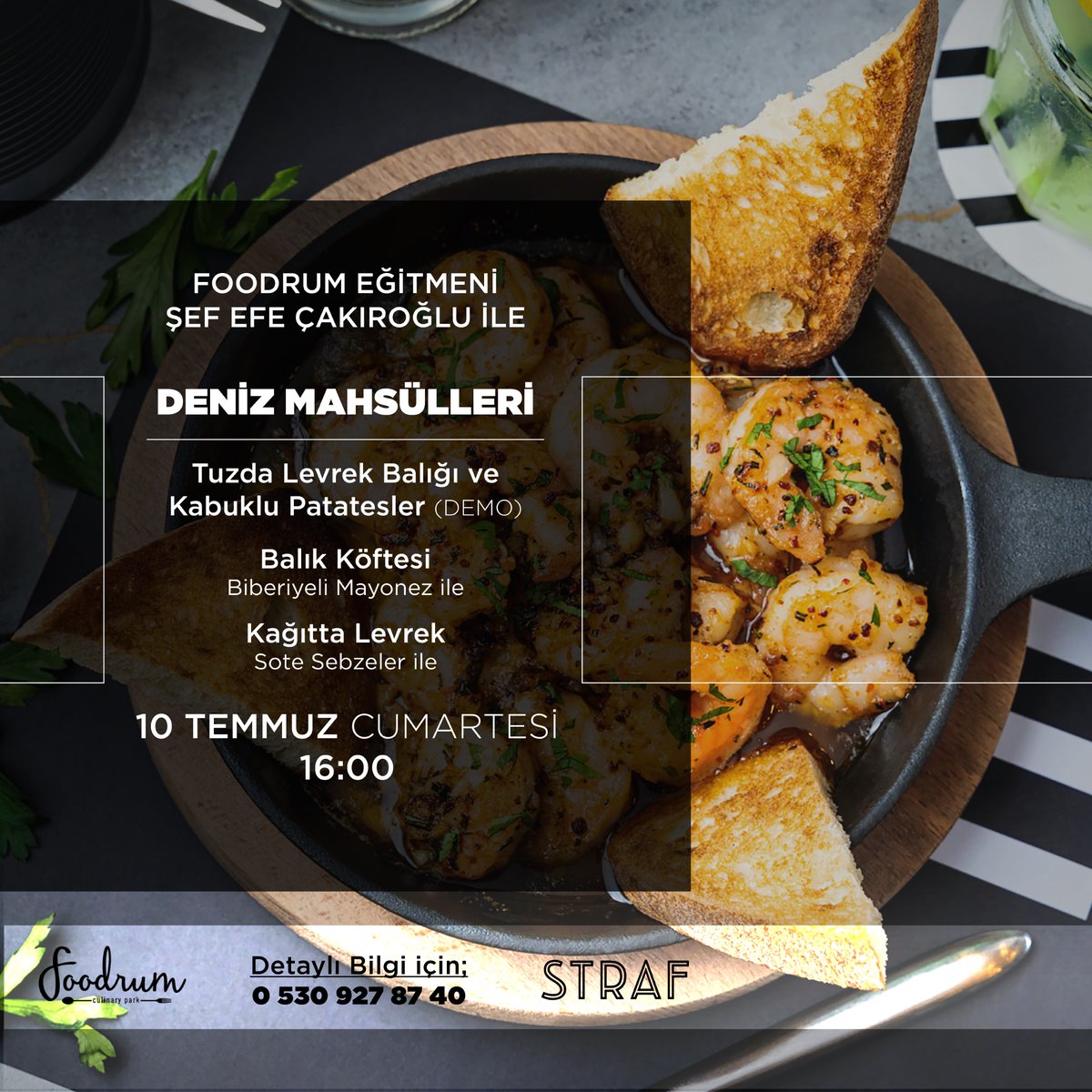 StrafBodrum's tweet photo. “Denizden babam çıksa yerimciler!” ve Foodrum Culinary Park  eğitmenlerinden Şef Efe Çakıroğlu ile denizin derinliklerinden gelen en lezzetli tatları açığa çıkartıyoruz.! 🐟 
0530 927 87 40 rezervasyon yaptırmayı unutma! 

#Straf #Bodrum #MutfakAtölyesi #Denizmahsülleri https://t.co/f3zjnxGOtw
