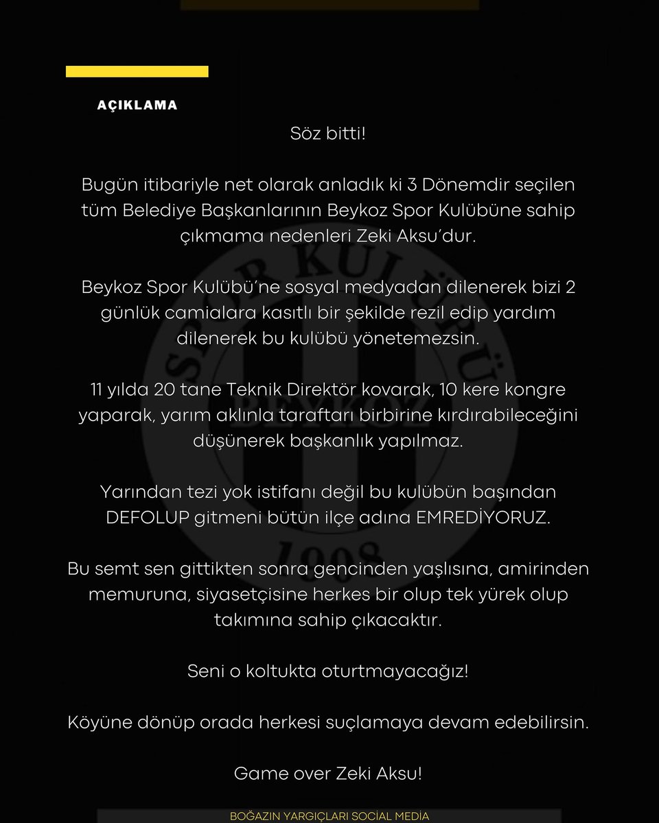 HEMEN BUGÜN İSTİFA...