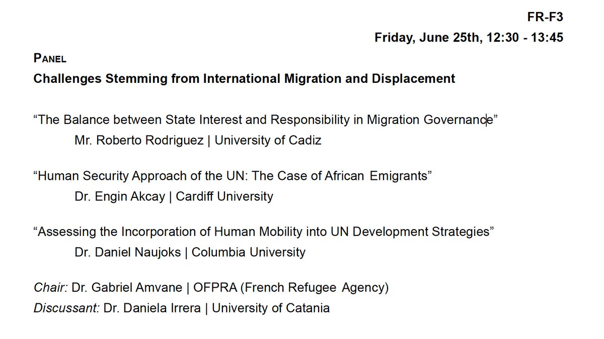 danaujoks's tweet photo. 2️⃣ Challenges Stemming from International Migration &amp; Displacement
Jun 25, 12:30pmET 

🇺🇳with my paper on “Assessing the Incorporation of Human Mobility into UN Development Strategies”

and 
🇺🇳@Daniela_1975
🇺🇳#RobertoRodriguez 
🇺🇳#EnginAkcay
🇺🇳#GabrielAmvane
#UNstudies #SDGs https://t.co/ZznoqbFpKx