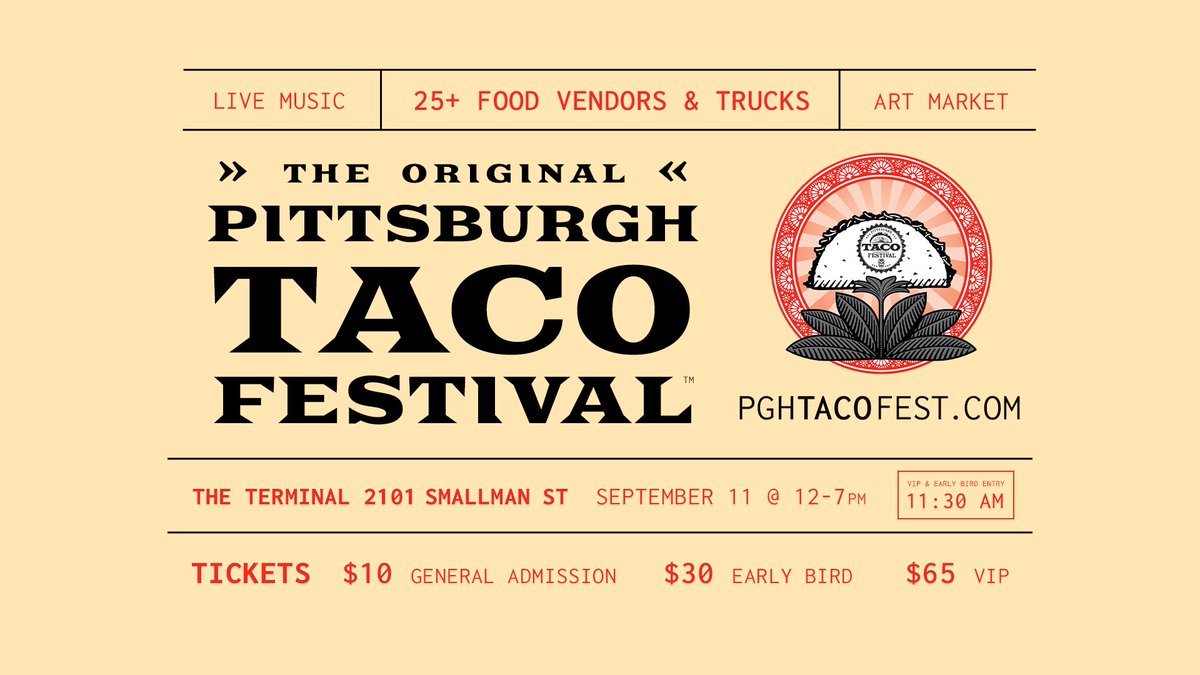 PghTacoFest's tweet photo. TICKETS LAUNCHED! The Original Pittsburgh Taco Festival 2021 tix on sale NOW at https://t.co/g6i4uFxQ63  
🌮🌇🧡🍻 https://t.co/0OLl0mVkYk