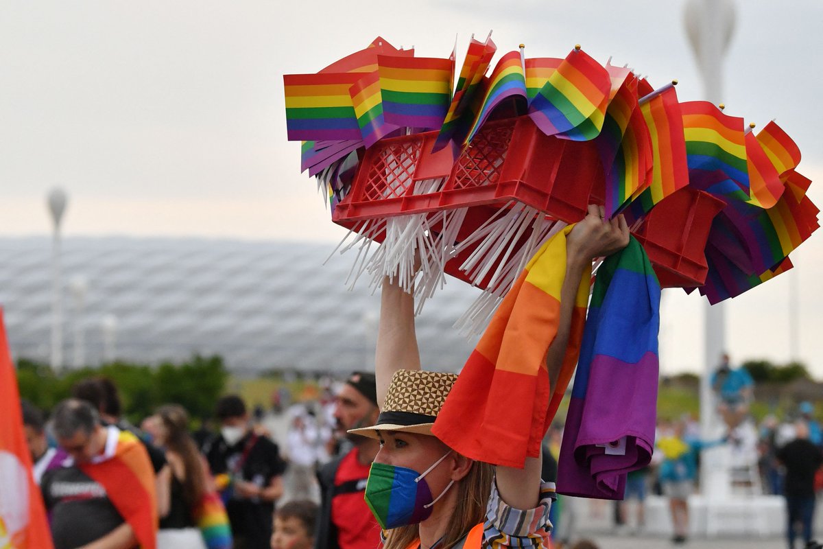 ESPNFC's tweet image. Fans have started to arrive at the Allianz Arena 🏳️‍🌈
