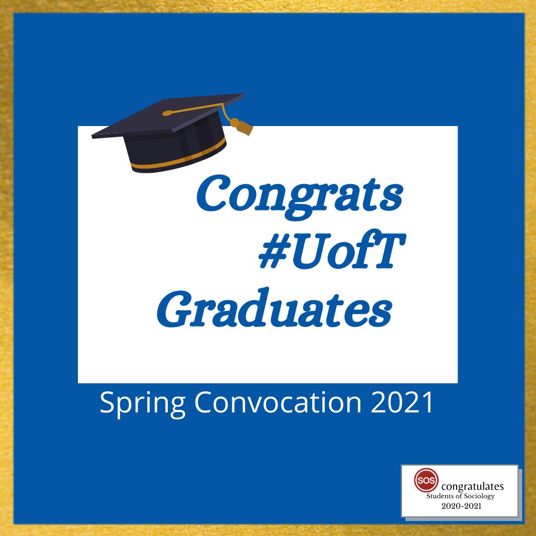 SOSatUTSC's tweet image. Congrats #UofT Grads,
Heres to the all-nighters, the friendships and connections made, the exams, the crying, the clubs, but most of all the effort and hardwork you put in. We would like to congratulate the graduates of the Class of 2021🎓 
#UTSC
#UofTGrad21
#UTSCSociologyGrad