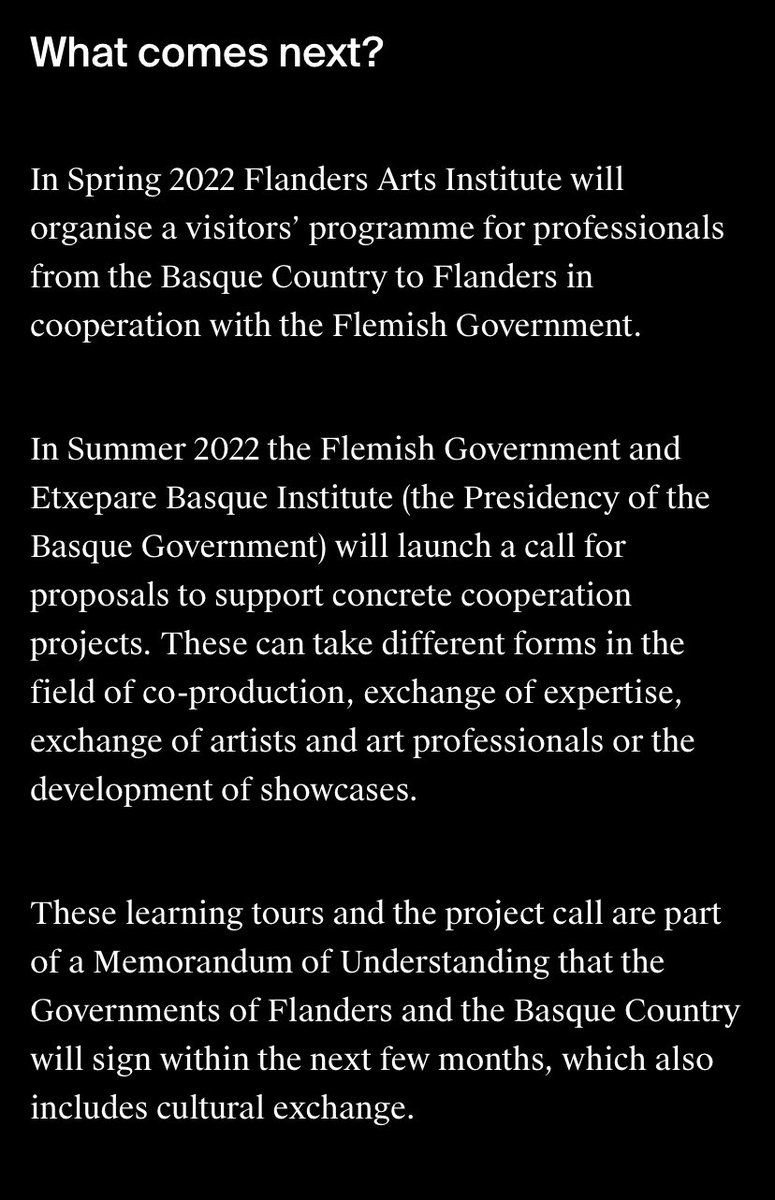 The @etxepareEN #Basque Institute is organising a learning tour to the #BasqueCountry for #art professionals from #Flanders in the first half of November 2021 kunsten.be/en/calls/stel-… @ArtsFlanders <a href="/Flanders_DFA/">Flanders DFA</a>