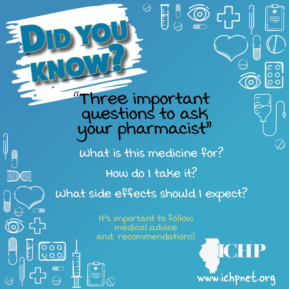 ichpnet's tweet photo. 🗨️ Start a conversation! 💬
Share our "Did You Know" posts on your social media pages to let your friends and family know what working in a pharmacy is all about! #AskYourPharmacist #Pharmacy #TalktoYourPharmacist
#DidYouKnow #ICHP #MedicationEducation #PatientEducation #TwitteRx https://t.co/5qxb8hbBAF