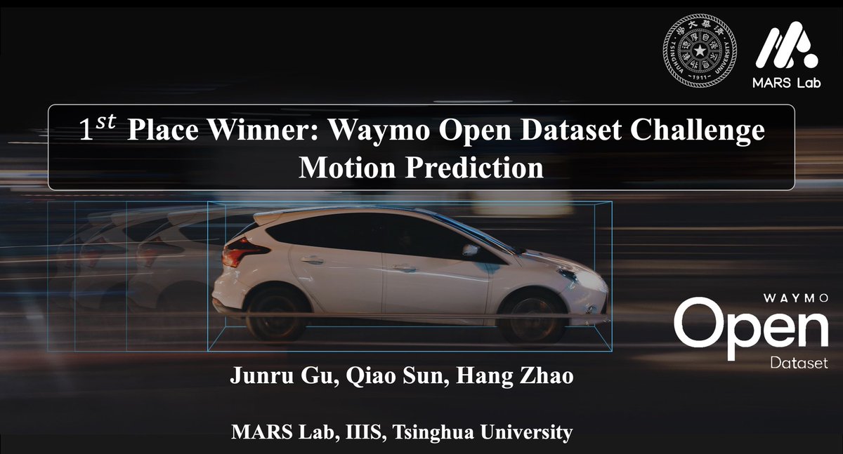 Our team got the first place in the Waymo Motion Prediction Challenge! I know this is not easy for a college team, credit goes to my amazing students! Our winning method is called DenseTNT, more information will be released soon.