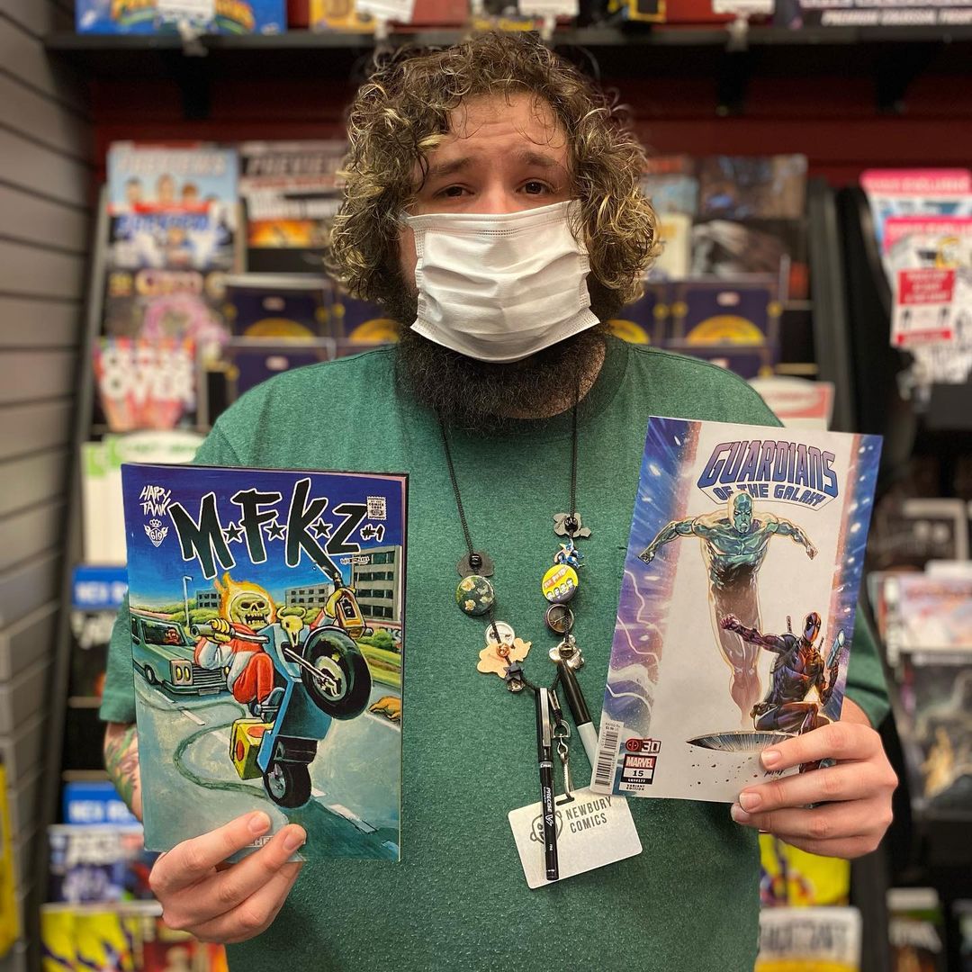 happytankcomics's tweet photo. MFKZ #1 is available now at your local Comic Book Store! Did you grab your copy? 🤘👀🤘 #NCBD

Stores in the Pictures 🔥⬇️
@newburycomics @cosmicmonkey 
@ComicHeroU @TorpedoComicsOC https://t.co/1OCseMZikI