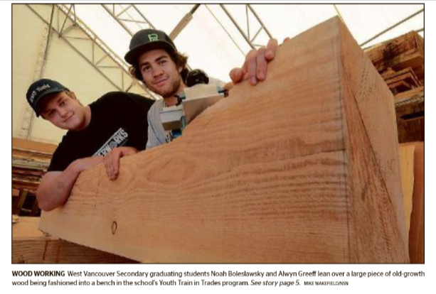 Great front page photo in today's <a href="/NorthShoreNews/">North Shore News</a> of two our or Trains in Trades students - West Van trades program builds strong foundation for high school students nsnews.com/local-news/wes…  #westvaned #bced
