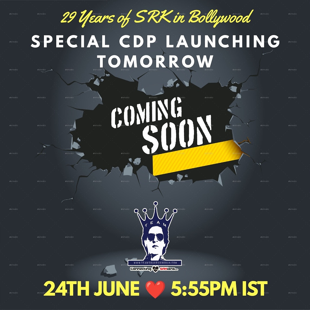 teamsrkfc's tweet photo. CDP COMING SOON! 😍

Are you guys ready for it? ❤️
29 Years of SRK in Bollywood CDP by Team Shah Rukh Khan Fan Club will Launch tomorrow at 5:55pm IST 😍

Hope you guys will love it and set it as your dp on social media to celebrate 29 years of SRKISM.

@iamsrk @iamsrkclub https://t.co/66APeU4yWS