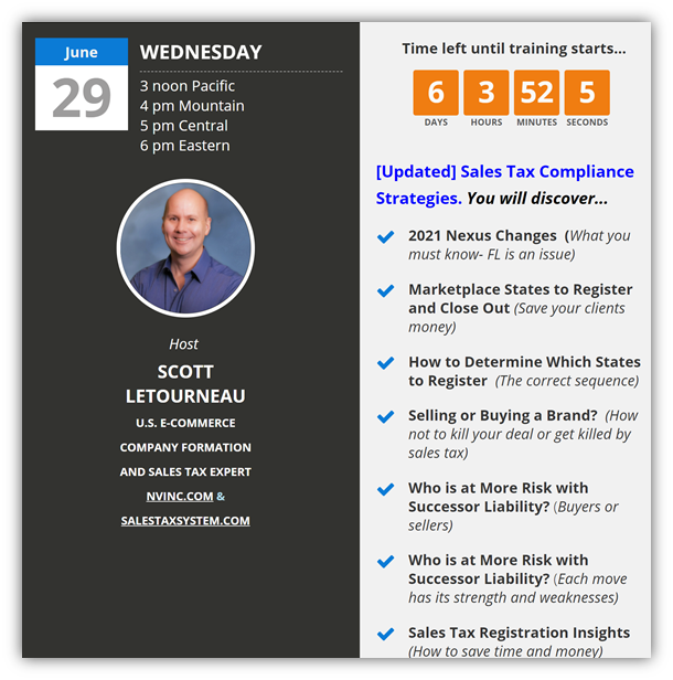 SalesTaxSystem's tweet photo. Sales Tax Compliance Webinar June 29th! Go here to register and learn more. https://t.co/MHDScePmHR https://t.co/2Q1KoIbmb0