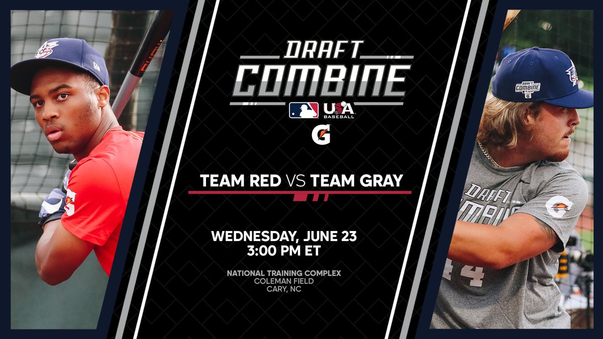 USABasePipeline's tweet image. First game of the @MLB #DraftCombine is on deck 👀

Watch Team Red vs. Team Gray LIVE: Watch.USABaseball.com