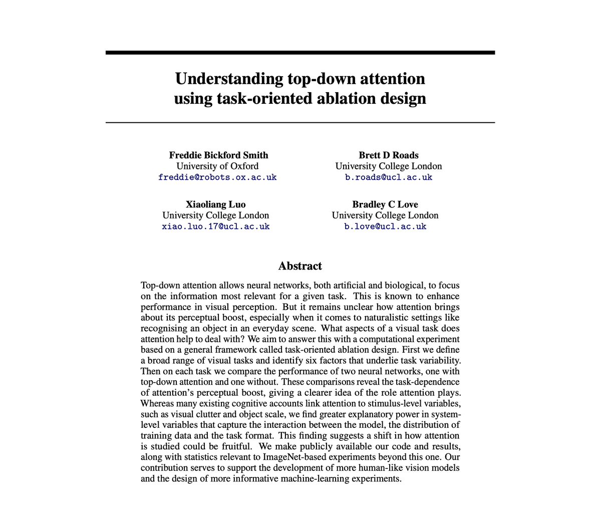 fbickfordsmith's tweet image. New paper with @bdroads, @ken_lxl &amp;amp; @profdata. How does top-down attention help in vision? Contrasting with standard accounts that point to stimulus variables like clutter, we find that system variables capturing model-data-task interaction are key. [1/7]
arxiv.org/abs/2106.11339