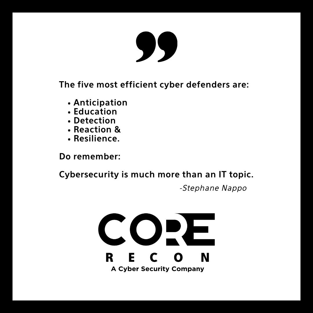 🙅♀️Don't wait till have an incident!
🛡️The best defense against cyber attacks start with anticipation!
👏Take action now!
#corerecontx #staycomposednotexposed #cybersecurity #cybersecuritynews #corpuschristi #texas #florida #lousiana #stephanenappo https://t.co/kGCchZj9tO