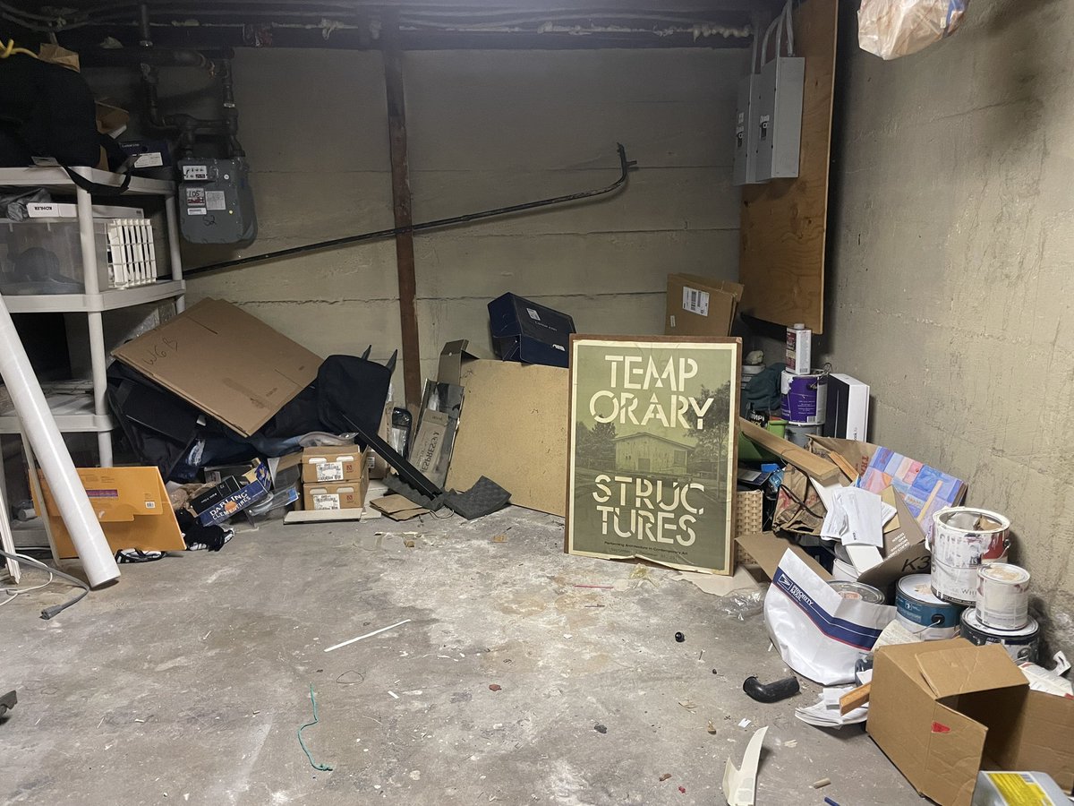 FeaturingEKB's tweet photo. Moved yesterday. My attempt to pass the basement off as an art exhibit did not land nicely with the new condo owners. https://t.co/RS1XcXfhkl