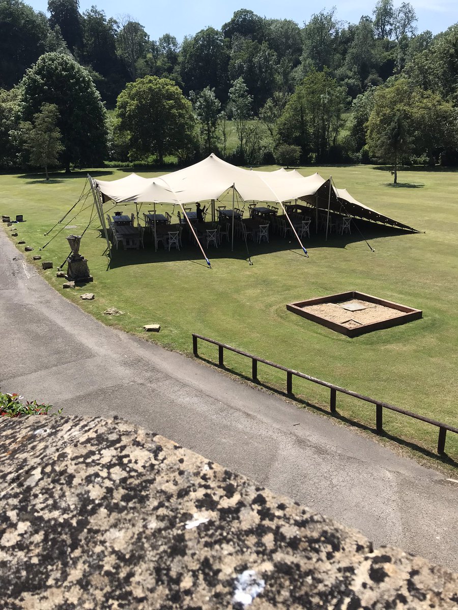 Back at #themanorhousecastlecombe putting up a stretch tent for a bit of extra space for wineing and dining fills like forever since been here! Tent looking amazing with the back drop of the house! #stunninglocation #stretchtent #weddings #outdoorspace @AbbasMarquees1