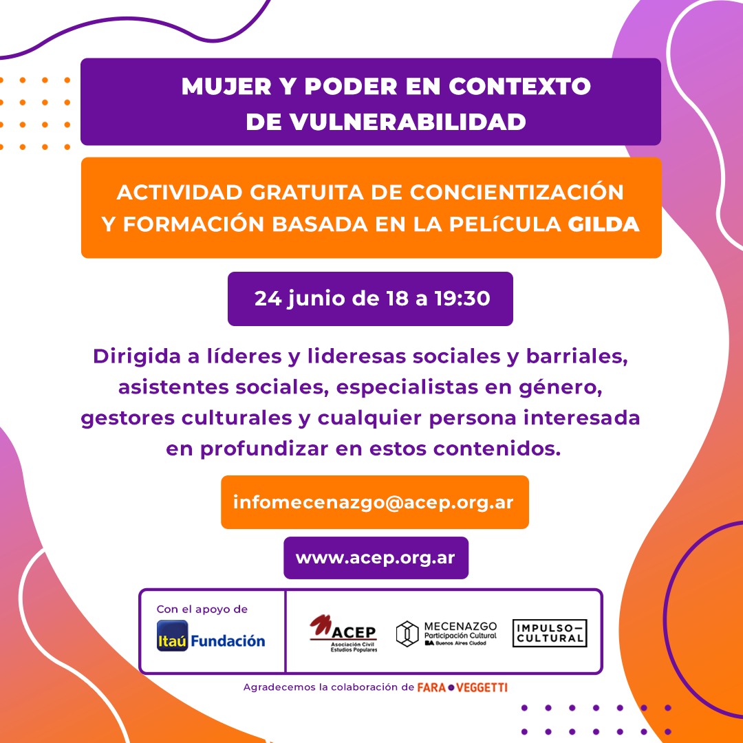 aceplaplata's tweet photo. 🙌 !Mujeres protagonistas de sus propias historias!🙌
 Las artes audiovisuales como disparadores para la concientización sobre las problemáticas de género.
 Te invitamos a participar de la actividad Cine y Mujer, basada en la película Gilda.

@acepnacional @FundacionItauAr https://t.co/M1Elofubtk