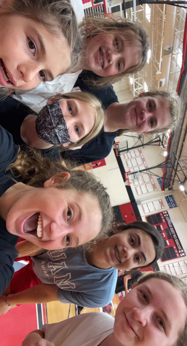 MaineSouthGBB's tweet photo. Great second to last day of camp with the 5 on 5 tournament in progress!  Which team will win it all??  These three teams think it’s them!  @katiebranderr @margaretmiz @carolinebarkerr https://t.co/cMM39INwkN