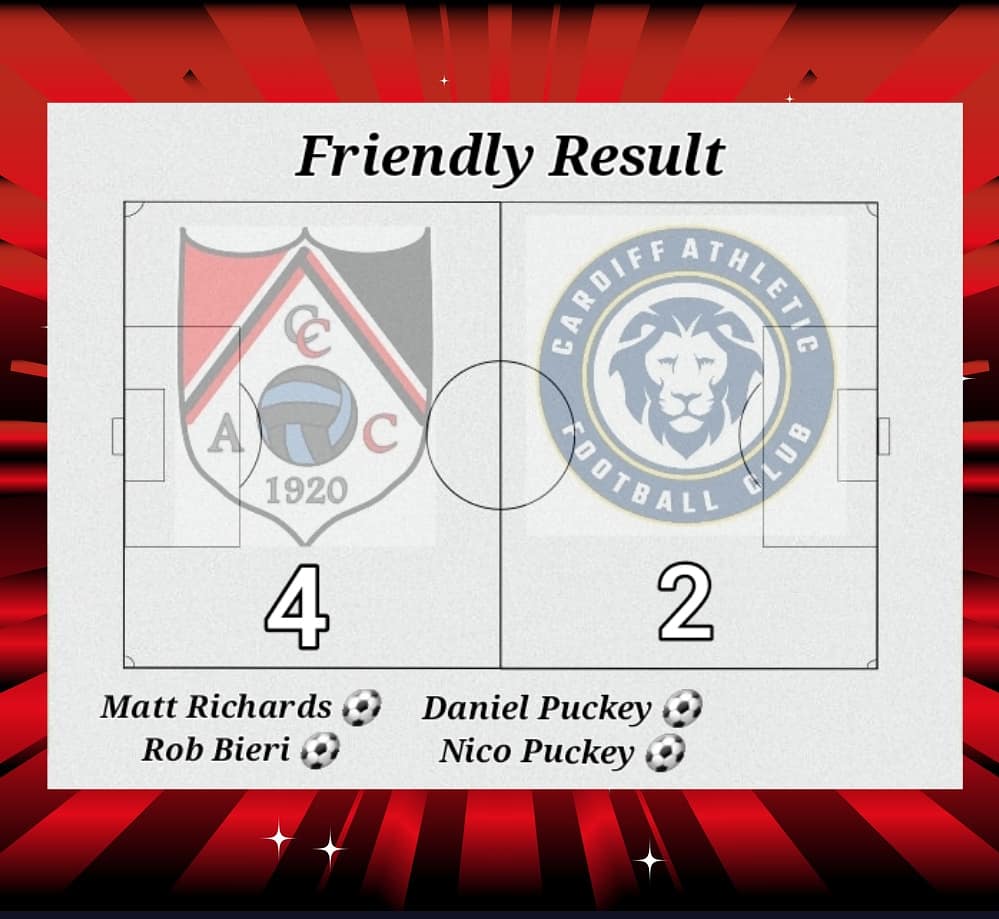 Good to get back out there last night!  Thanks @CardiffAthletic 👊🏻

Good performances all round, coming from behind twice!

Goals from <a href="/MRichards_Waggy/">Matt Richards</a>, <a href="/RobBieri/">Rob Bieri 🏴󠁧󠁢󠁷󠁬󠁳󠁿</a>, Daniel Puckey &amp; Nico Puckey! ⚽️