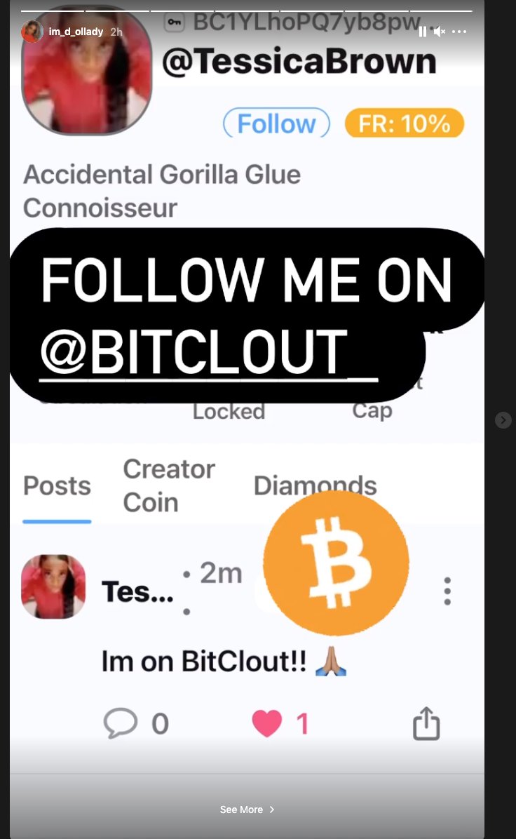 BitCloutDrops's tweet image. 🚨 DROP ALERT🚨

673k instagram - Verified on instagram story

bitclout.com/u/TessicaBrown

instagram.com/im_d_ollady/

Follow and support us to be notified first: 
bitclout.com/u/BitCloutDrops