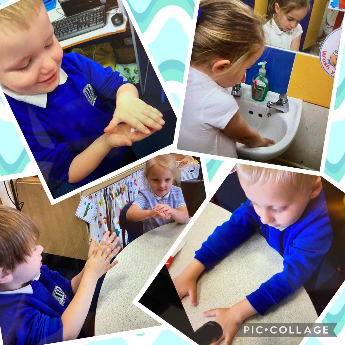 mrshiller2's tweet photo. 💦 Wow! We know we have to clean our hands lots but today we were able to see why, with the help of the UV torch showing us. We now know we need to remember to rub the soap all over our hands and between our fingers! We loved this #handwashing session 🙌🏻 @YsgolMaesglas https://t.co/SqCSPY5sz6