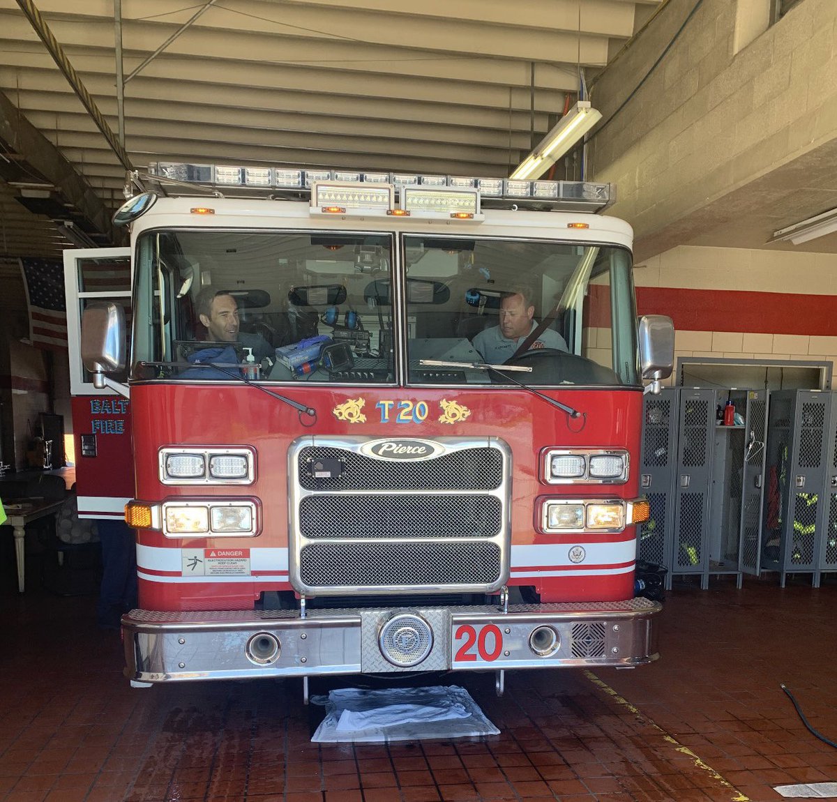 Today <a href="/Zeke_Cohen/">Zeke Cohen</a> and local community leaders, along with RichLangford734 &amp; <a href="/PrezFannon964/">Josh Fannon</a> visited #BMORESBravest #BCFDT20 &amp; #BCFDEMS #BCFDM20 &amp; #BCFDA32 to thank them for their commitment to Baltimore. While there, the union leaders discussed apparatus types &amp; maneuverability.