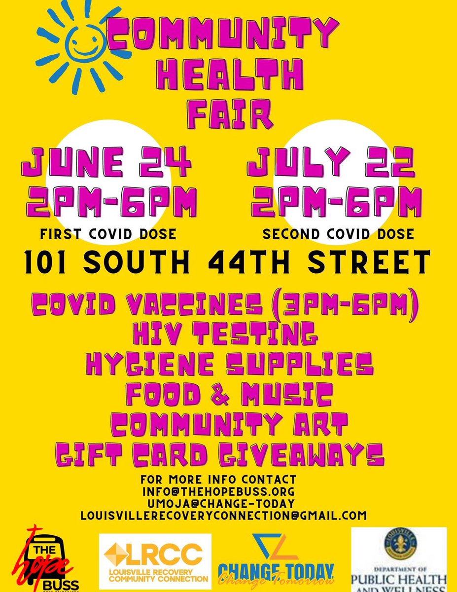 Community Health Fair Tomorrow!
Don’t miss out on this amazing event to fulfill your healthcare needs. Free COVID-19 vaccines, HIV testing, giveaways and more! Come out and bring a friend!
