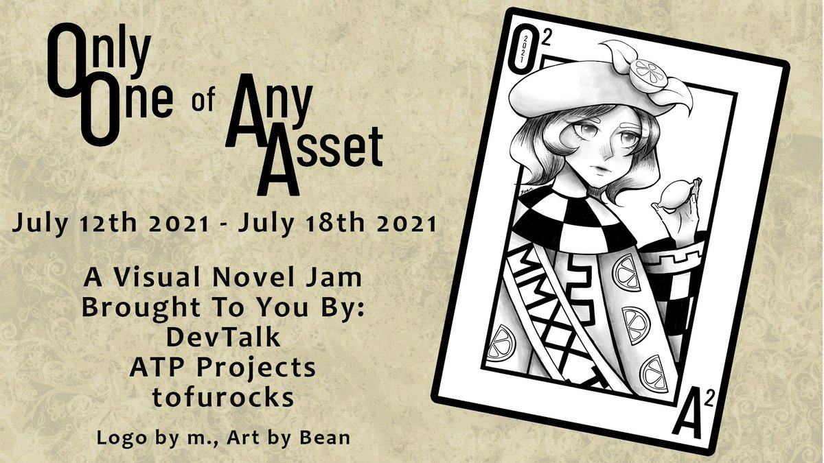 VNDevtalk's tweet photo. Ever wanted to make a Visual Novel but never knew where to start? #O2A2VNJam is the game jam for you! You have 1 week to make a VN with 1 sprite, 1 BG, 1k words, etc.

Come join the jam here!
https://t.co/yDNv5G9DbQ

Logo by @M_is_scared, Art by @kelsiybean_draw. https://t.co/HrqTvDvSRQ