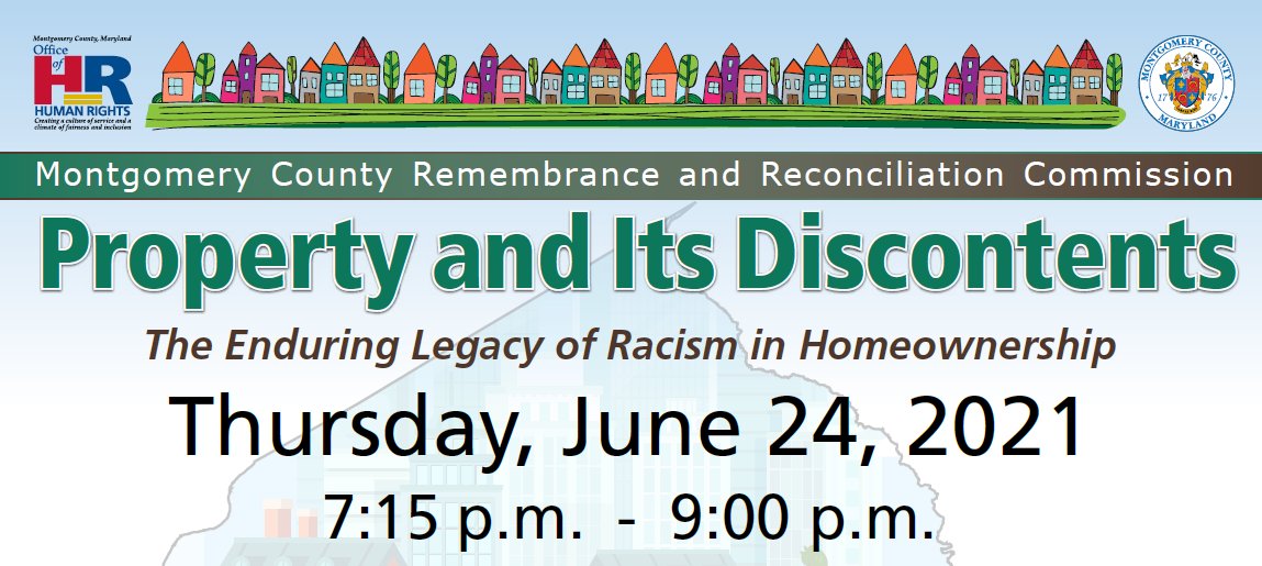 MontgomeryCoMD's tweet image. #TOMORROW: The Montgomery County Remembrance and Reconciliation Commission is hosting a #virtualdiscussion on the impact of lynching and residual effects that impede access to property ownership. 🏠 Details: buff.ly/3wTzNr4