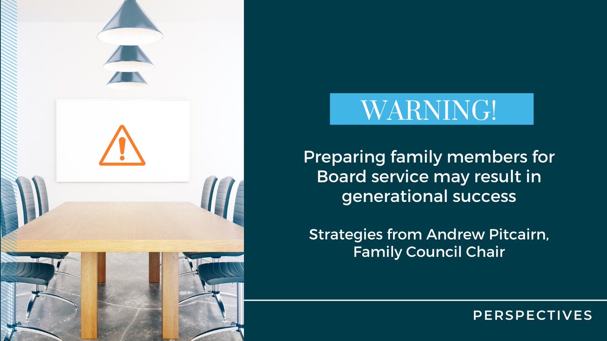 For #familyenterprise, there's a keen focus on the role family members might play on Boards and how best to prepare them for service. <a href="/AndrewDPitcairn/">Andrew D. Pitcairn</a> shares his #PitcairnPerspectives on strategies to cultivate the next-gen of family Board leadership. pitcairn.com/trending/headl…