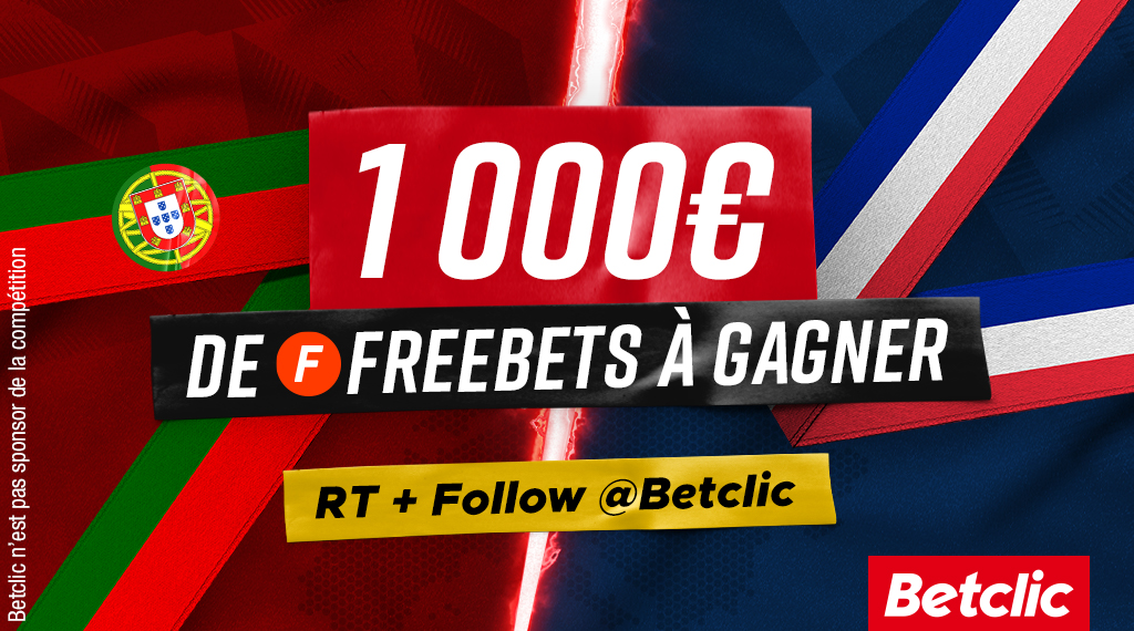 Betclic's tweet image. 🔥 1er tir cadré pour CR7 dans ce #PORFRA... on vous régale avec 100x10€ de Freebets à gagner !

➡️ RT + Follow @Betclic pour participer
