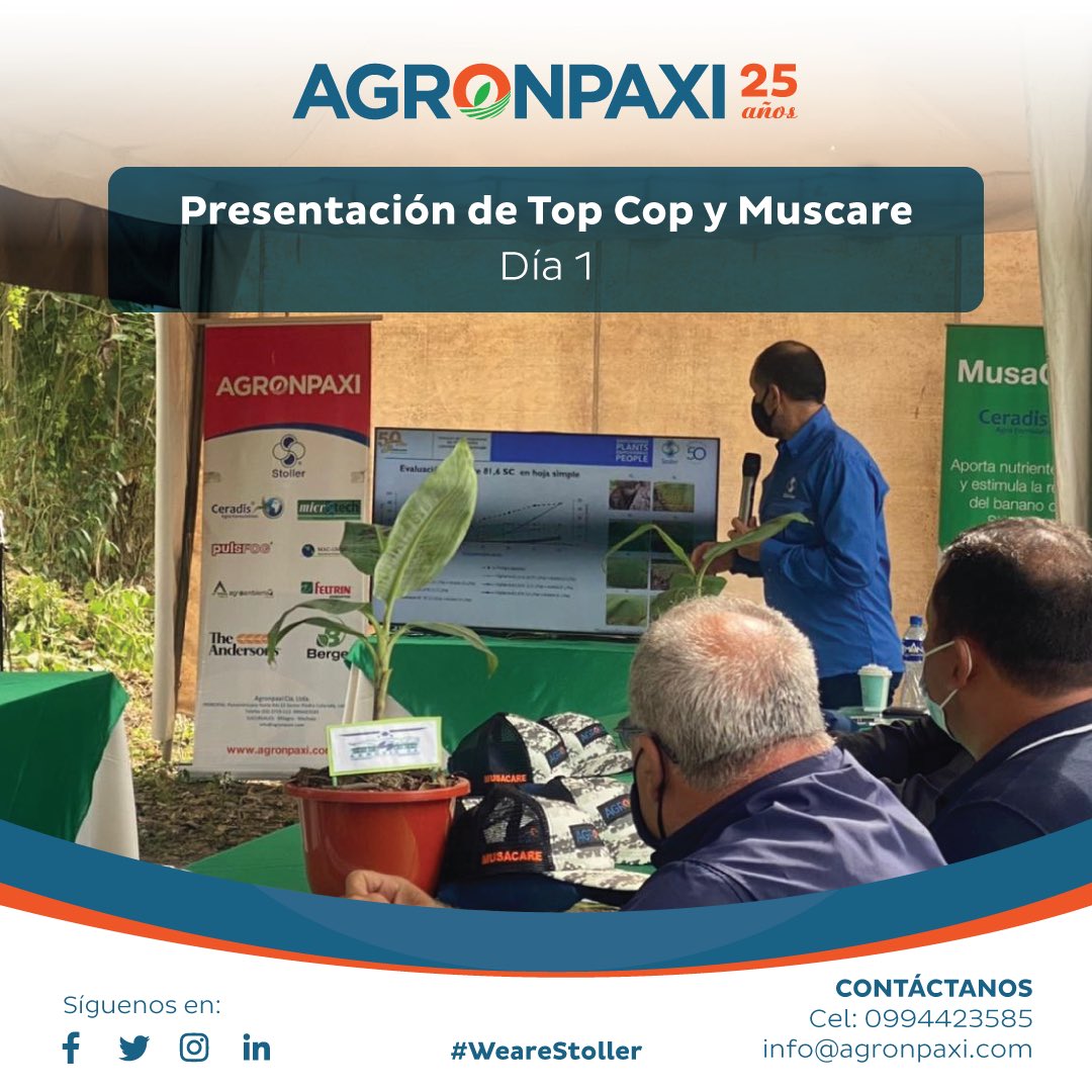 agronpaxi's tweet photo. Te compartimos imagenes de primer dia de campo presentando Top Cop y MusaCare en parcelas experimentales en la zona de Quevedo. Gracias a nuestros apreciados clientes por este aprendizaje. 

#Stoller #Ceradis #MusaCare #TopCop #Agricultura #Ecuador #Banano #Fungicidas https://t.co/s6KI5AxVqJ