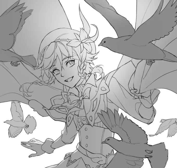 Well, it's going to be a very late birthday illustration at this point, but I'll get it done!
#genshinimpact #venti 