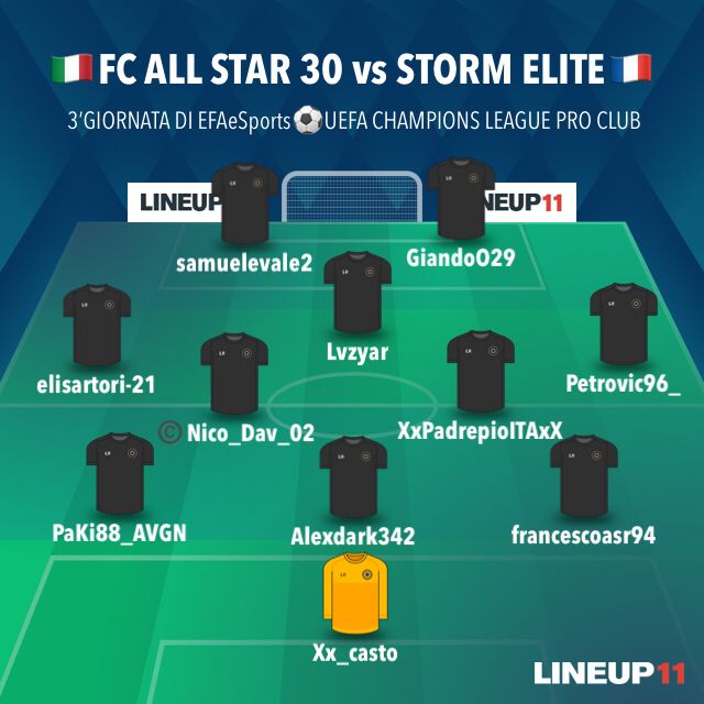 🥅|MATCHDAY 

🏆| EFA <a href="/ChampionsLeague/">UEFA Champions League</a>
🗓| 3^ Giornata 
⌚️| 22:40
🆚| #GMStormElite 🇫🇷

🖥| Live: youtube.com/channel/UCXfxK…

@OffSidePage_ <a href="/NewsProclub/">News Proclub</a> @rumors_pro <a href="/Tutto_ProClub/">Tutto ProClub</a> <a href="/samuelevale2/">Samuelevale2</a>

Formazione ufficiale ✍️