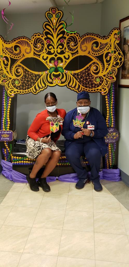 When rounding on your units and stop for a ‘Mardi Gras’ photo- “Happy Supoort Staff Week” #MedSurgRocks ##I5PCD #UnitClerkSinceDay1 #SSN #ProudDON <a href="/5Infill/">NYPBMH- Infill 5</a> #NYPNurseLeadersBK