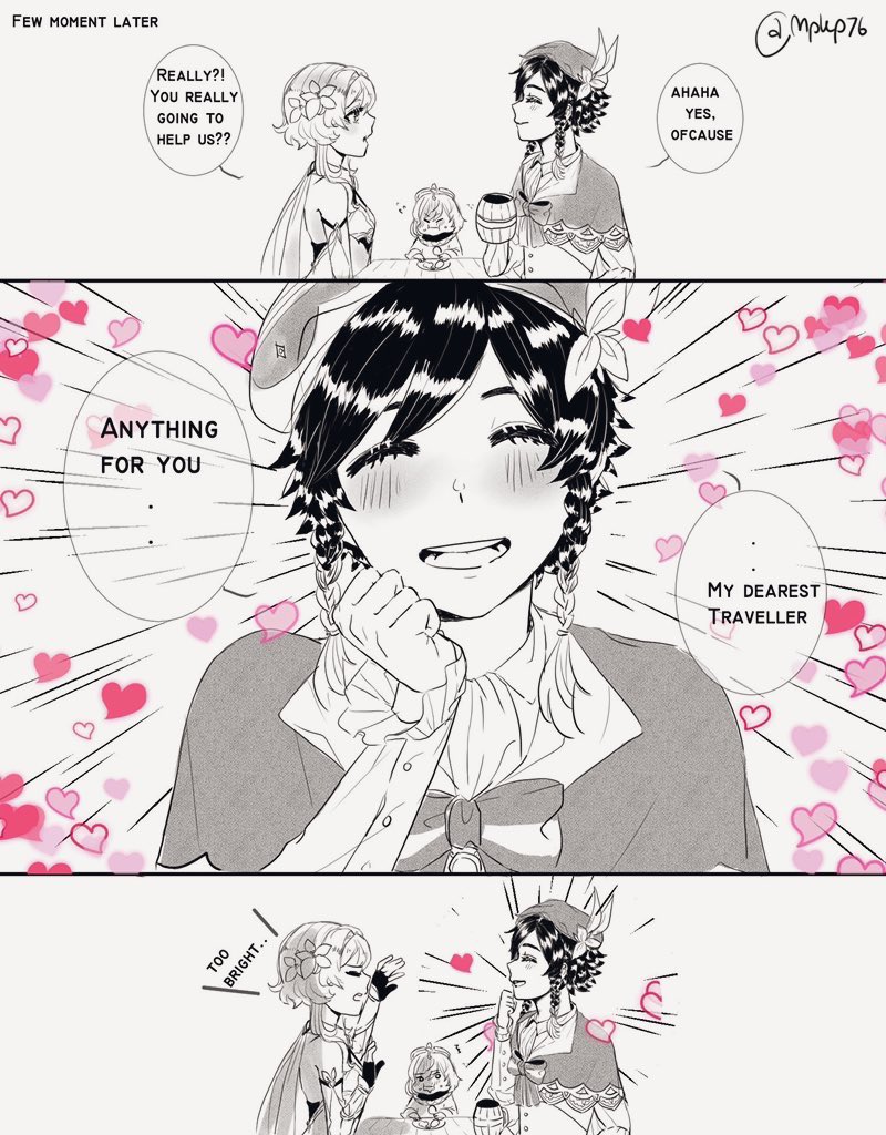 Mpkp76's tweet photo. VentiMCweek day5: ”love potion”
@VentiMCShipweek 
.
.
#venlumi #venti #lumine #ウェンほた #原神     #原神イラスト #GenshinImapct #เวนลูมิ #myart #fanart #digitalart #doodle #ウェン蛍 https://t.co/uXKcPwujbS