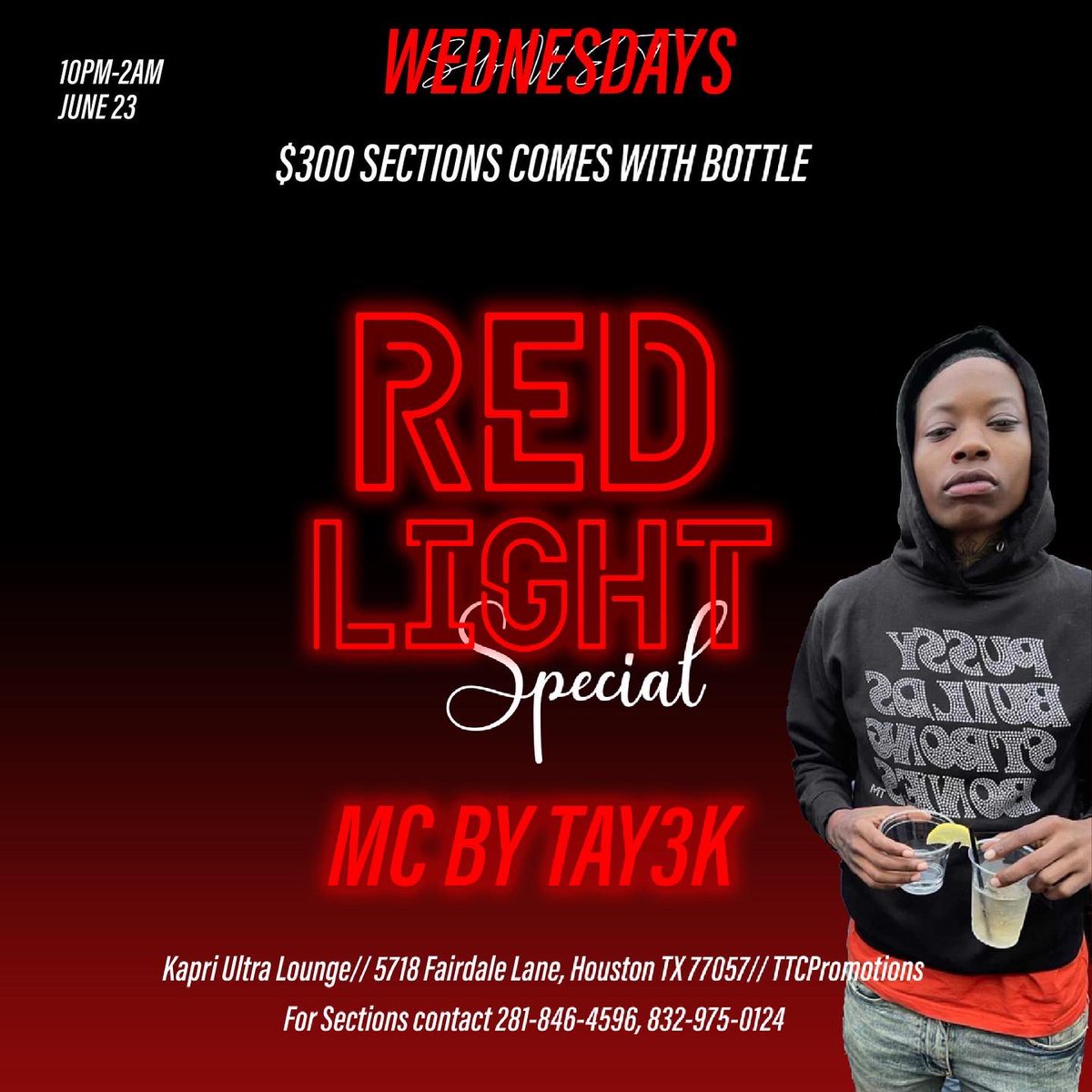 ttcpromotions's tweet photo. Every Wednesday we at Kapri Ultra Lounge for #SiloWETWednesdays

June 23rd come join us for the RED. LIGHT. SPECIAL. Y’all see the vibes 🥰
Performances by @HARLEEZIE @TeeDice2x 

MC by: @Tay3k_ 
Sounds by: @DJThundacat @amazin_sumthin 

Book your sections asap ‼️@ttcpromotions https://t.co/5SyQQfKaqu