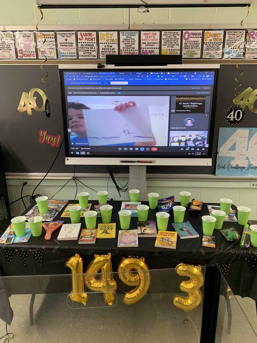 Today we celebrated the completion of this year’s #40bookchallenge! My two ELA classes read a combined total of 1,493 books this year! 19 students reached 40 books, but all should be proud of reading more than ever before! 📚❤️ #thisishufsd <a href="/JackAbramsSTEM/">Jack Abrams STEM School</a>
