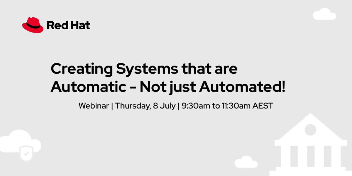 Join #RedHat for a live industry knowledge-sharing #webinar. Red Hat’s Narayanan Raghavan, Anton Sergienko (<a href="/Telstra/">Telstra</a>) and Stephen Wallace (<a href="/ANZ_AU/">ANZ Australia</a> SRE Meetup) share how we established our #sitereliabilityengineering journeys. Register now: red.ht/3gM8g5p