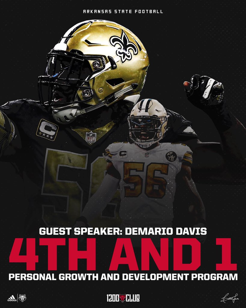 AStateFB's tweet photo. Thank You @demario__davis for inspiring our team during our 4th and 1 program‼️
Powerful words from a Red Wolf GREAT🐺
#WolvesUp x #ADifferentBreed https://t.co/t3DgmY49wB