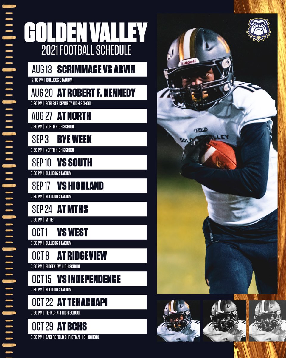 2021 FOOTBALL SCHEDULE: After a solid 4-1 Spring Football Season - the mighty GVHS Bulldogs will continue to put Kern County on notice in the Fall. We are #BulldogSTRONG #TrustTheProcess thanks to Daniel of <a href="/BakoSportsNet/">Bakersfield Sports Network</a> for the graphic! @KHSDAthletics <a href="/KHSD_Official/">KHSD</a>