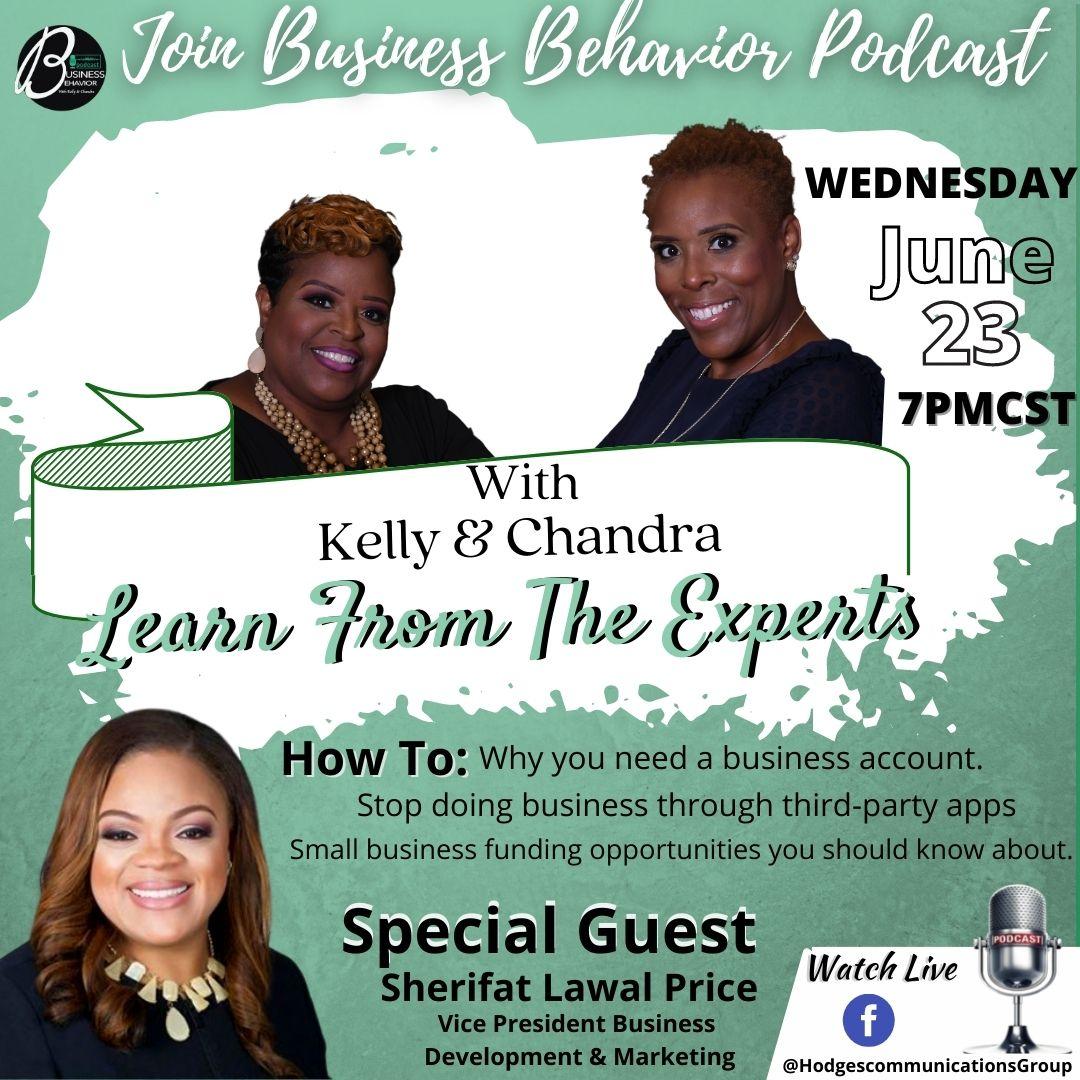 Hodges_Comm's tweet photo. Join the Business Behavior Podcast hosts Kelly P. Hodges and Chandra Brooks for the latest episode of the Business Behavior Podcast! Learn from the experts as they are joined by Vice President Business Development and Marketing at Unity Bank, Sherifat Lawal Price.
#business #hcg https://t.co/SUm8rrKliw