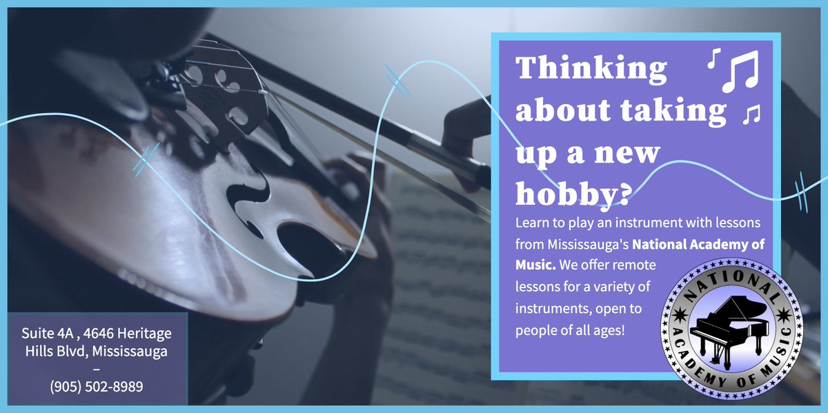 MusicLessonsCA's tweet image. There's never been a better moment to learn a new skill - Now is the time to check out National Academy of Music! We are offering lesson plans to learn instruments such as #piano, #violin and #drums. Visit us at  Visit musicschoolmississauga.com or call 905.502.8989
