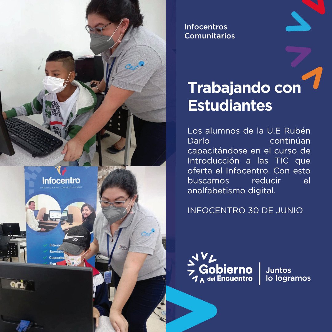 INFOCENTRO30's tweet photo. #InfoCapacitando| Los estudiantes de la U.E Rubén Darío continúan en el curso Introducción a las TIC que oferta el #Infocentro30DeJunio.
#JuntosLoLogramos
#EducandoALaComunidad
@GestorSTODGO @Telecom_Ec @GADsantodomingo @GadTsachilas @gobertsachila https://t.co/YPMAvePqE2