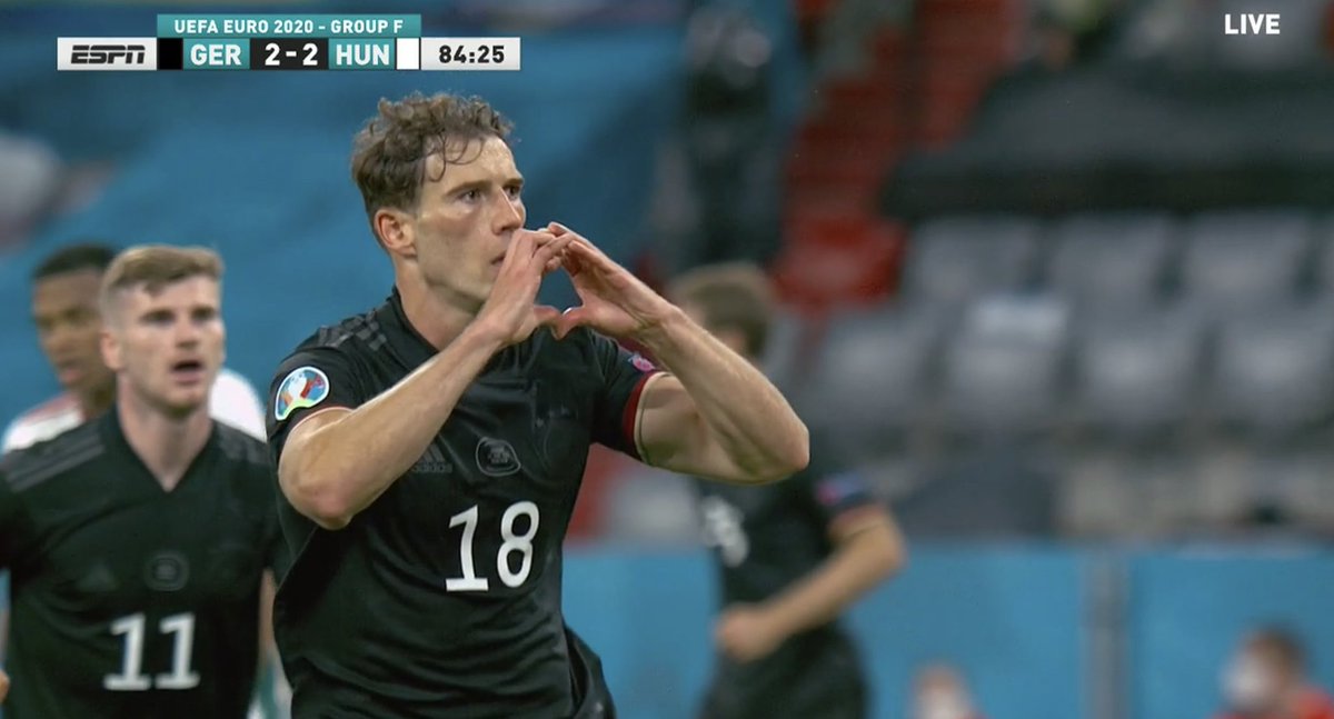 Leon Goretzka's heart celebration in front of #HUN fans. One for Viktor Orban. #GER