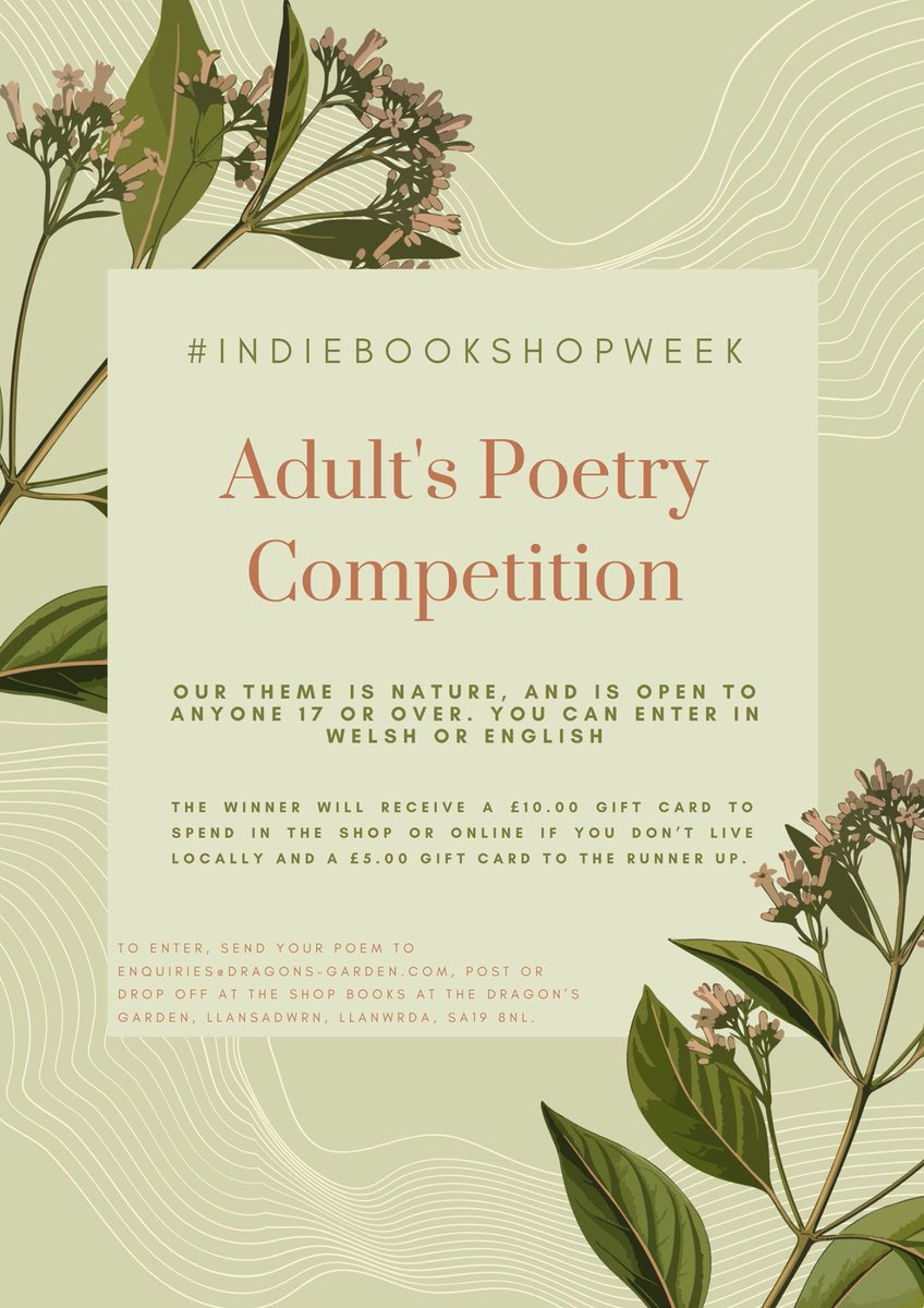 A reminder of our fabulous competitions to celebrate #IndieBookshopWeek lots of lovely prizes up for grabs. We've had lots of entries for the adult poetry, but where are all the children? Please keep them coming you've got until midnight on Saturday!