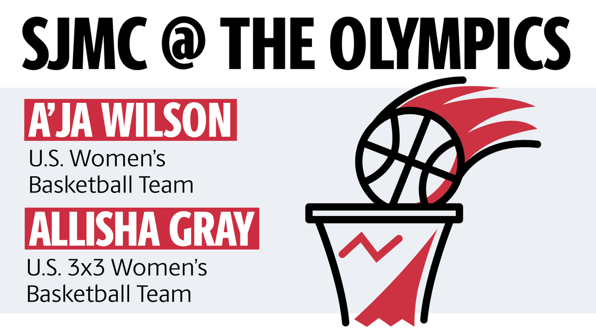 UofSC_SJMC's tweet photo. We're not saying ALL our grads go on to play in the Olympics, but our track record is pretty impressive. 
😉 Bring home the gold, @_ajawilson22 and @Graytness_15! 🏀🥇 #Tokyo2020 https://t.co/RCjo2KCnfA